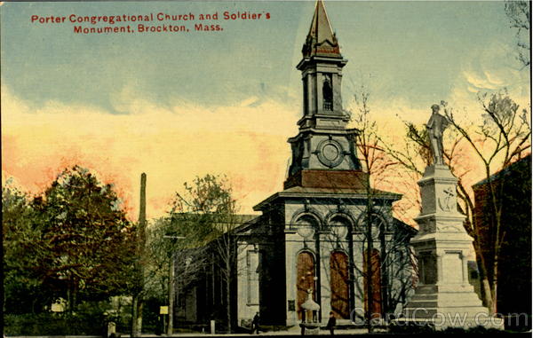 Porter Congregational Church And Soldier'S Monument Brockton Massachusetts