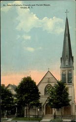 St. John'S Catholic Church And Parish House Olean, NY Postcard Postcard