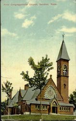 First Congregational Church Gardner, MA Postcard 