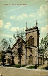 First M. E. Church Everett, MA Postcard Postcard