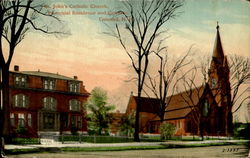St. John'S Catholic Church, Parochial Residence And Convent Postcard