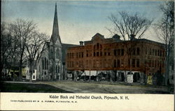 Kidder Block And Methodist Church Plymouth, NH Postcard Postcard