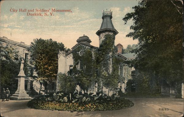 City Hall and Soldiers' Monument, Dunkirk, N.Y. - illustrated New York