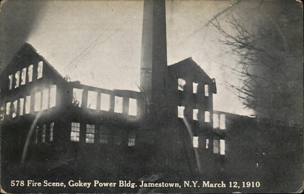 578 Fire Scene, Gokey Power Blfg. Jamestown New York