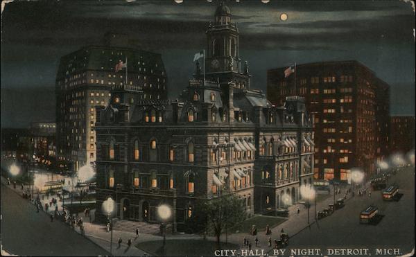 City Hall by Night Detroit Michigan