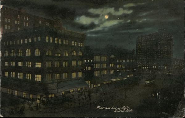 Woodward Avenue at Night Detroit Michigan