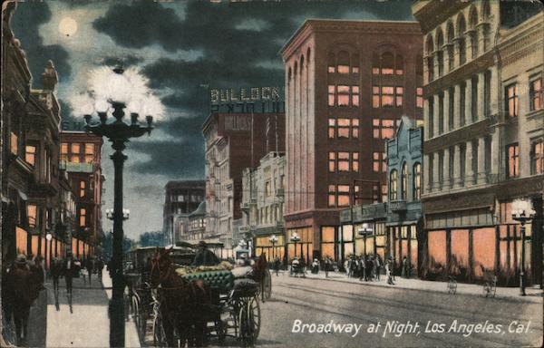 Broadway at Night Los Angeles California