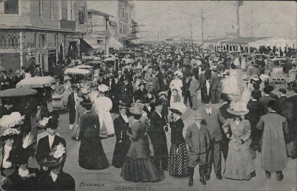 People On Boardwalk Atlantic City New Jersey