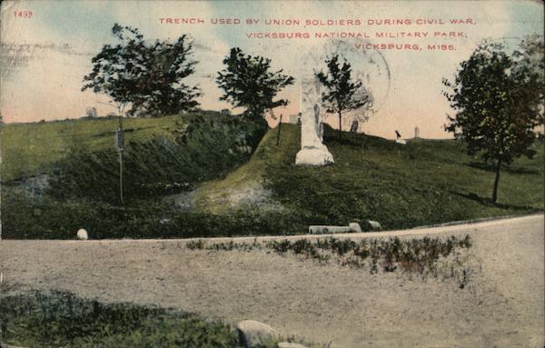 Trench used by Union Soldiers during Civil War. Vicksburg National Military Park, Vicksburg, Miss Mississippi