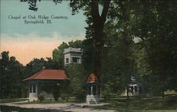 Color view of the Chapel at Oak Ridge Cemetery Postcard