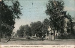Lincoln's Home and Eighth Street, Looking North Postcard