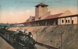 Great Northern Depot, Lower View, Everett, Washington Postcard