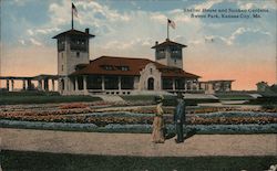 Shelter House and Sunken Gardens, Swope Park Kansas City, MO Postcard Postcard 