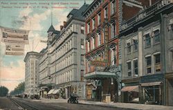Penn Street looking north,Grand Opera House, Denison Hotel and K. of P. Bldg. Postcard