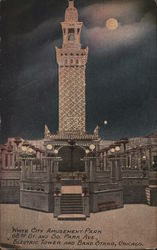White City Amusement Park 63rd St. and So. Park Ave., Electric Tower and Band Stand Postcard