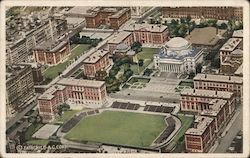 From the air can be seen the various buildings of the famous Columbia University. Postcard