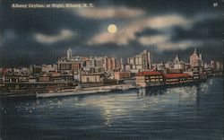 Albany Skyline, at Night Postcard
