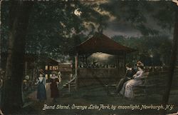 Band Stand, Orange Lake Park, By Moonlight Newburgh, NY Postcard Postcard Postcard