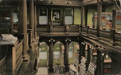 Interior of Steele Memorial Library Postcard