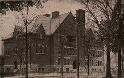 High School Building Postcard