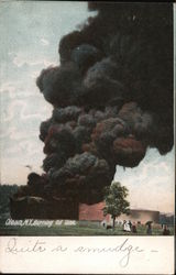 Burning Oil Tank Postcard