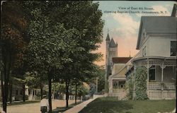 View of East 4th STreet, showing Baptist Church, Jamestown, N.Y. Postcard