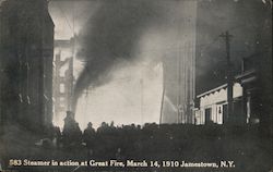 Steamer in Action at Great Fire, March 14, 1910 Jamestown, NY Postcard Postcard Postcard