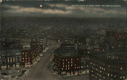 Detroit at night, from the Ford Building Postcard