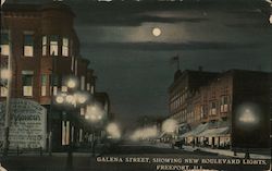 Galena Street, Showing New Boulevard Lights Postcard