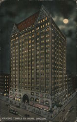 Masonic Temple at Night Postcard