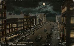 Main Street North From Buchtel Hotel, By Night Postcard
