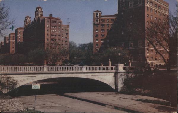 Apartments Along Ward Parkway Showing Brush Creek on the Country Club Plaza Kansas City Missouri