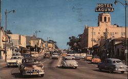 Street View of Laguna, California with the Hotel Laguna Postcard