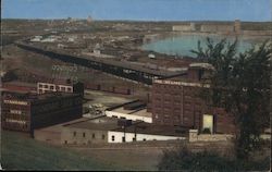 Scenic view of the Viaduct connecting Kansas City, Mo and Kansas City, KS .with Missouri River in the background Postcard
