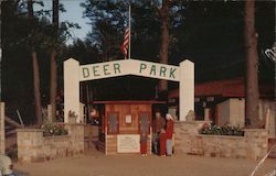 Deer Park - Showing the entrance to the park where you may feed deer from your hand. Postcard