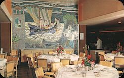 Waikiki Dining Room, S.S. Lurline - the dining room with a glass mosaic mural Postcard
