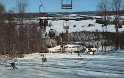 View of the ski lift, ski trail and surrounding area at the Peek 'N Peak Ski Center Clymer, NY Postcard Postcard Postcard