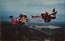 Skydiving Smiling Jim & Gloria Porter, 1971 U.S. Team Training Postcard