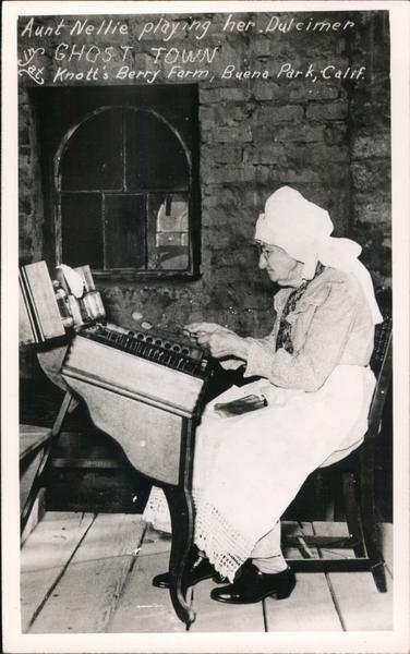 Aunt Nellie playing her Dulcimer in Ghost Town at Knott's Berry Farm Buena Park California