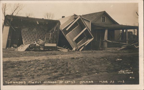 Tornado's Awful Havoc - No 28th Street - March 23,1913 Omaha Nebraska