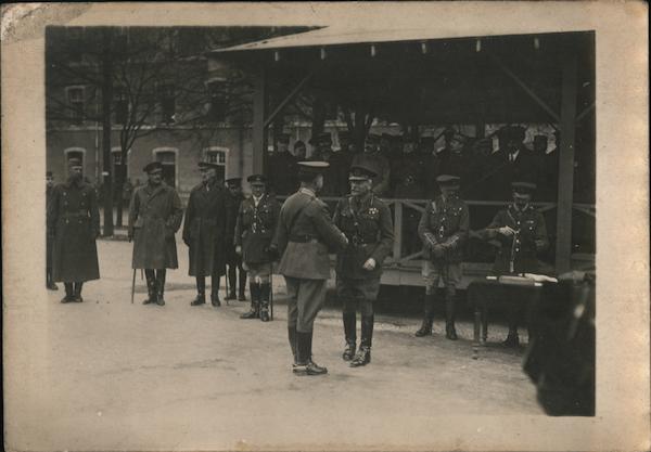 Military Ceremony, Officers Shaking Hands 1918 G.H.Q. Chaumont France
