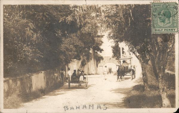 Horse and Carriages Street Scene Bahamas Caribbean Islands