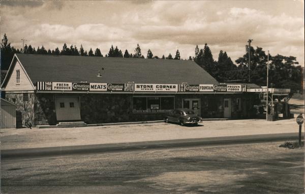 Stone Corner Store and Fountain, Selling Carnation Ice Cream, Fresh Produce, Meats, and Frozen Foods