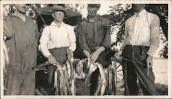 Four Men in Front of an Automobile with a Large Catch of Fish Original Photograph