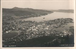 Aerial View of Bergen Norway Postcard Postcard Postcard