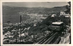 Peak Tram, Railway Tram High Above Coastal City Below Postcard