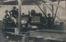 Men Working on Sawmill Machinery Postcard