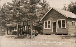 Filling Station and Restaurant at the International Boundary Line Pigeon River, MN Postcard Postcard Postcard