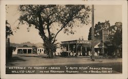 Entrance to Tourist Cabins, U Auto Stop Service Station Willits, CA Baudon Photo Postcard Postcard Postcard