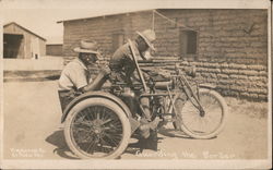 1916 Indian Motorcycle Machine Gun Sidecar Mexican Revolution Postcard